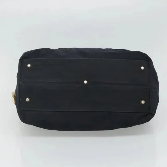 PRADA Chain Shoulder Bag Nylon Navy Gold Auth bs24456